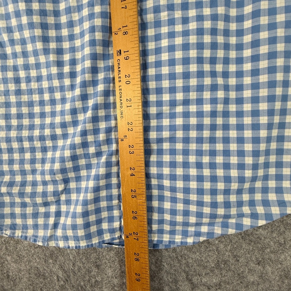 Lacoste Button Shirt Mens 40 Blue Gingham PLaid Slim Fit Short Sleeve Cotton - Picture 7 of 8
